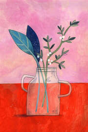 Magnettafel Blumenvase rot und pink