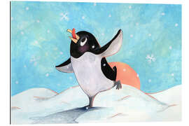 Gallery Print Pinguin mit Schneeflocken