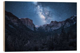 Holzbild Die Milchstraße über dem Yosemite National Park