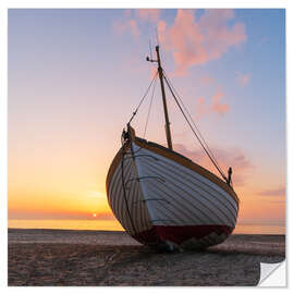 Selvklebende plakat Sunset at the Danish coast