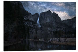 Acrylglasbild Die Milchstraße über Yosemite Falls in Kalifornien