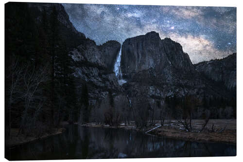 Canvas print The Milky Way over Yosemite Falls in California