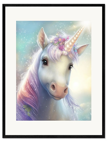 Ingelijste kunstdruk Magical unicorn portrait