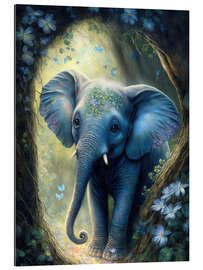 Tableau en plexi-alu Little elephant in the magic forest