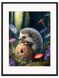 Gerahmter Kunstdruck Neugieriger Igel