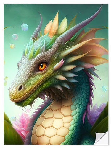 Selvklebende plakat The dragon Sagaeth