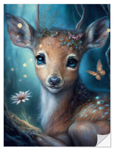 Selvklebende plakat Magical fawn