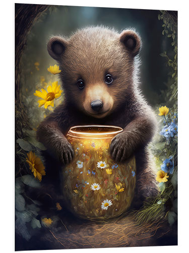 Quadro em PVC Cute bear with honey pot