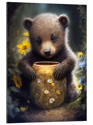 Gallery print Cute bear with honey pot