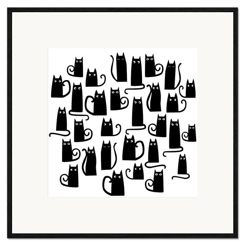 Ingelijste kunstdruk Black Cats