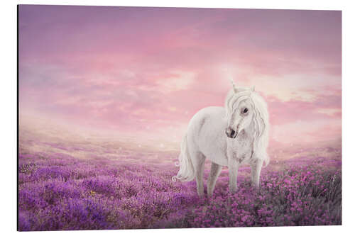 Aluminiumtavla White unicorn in pink field