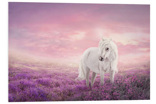 Foam board print White unicorn in pink field