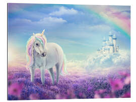 Gallery print White Unicorn in Flower Field