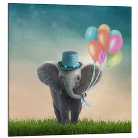 Aluminium print Little Elephant with Balloons