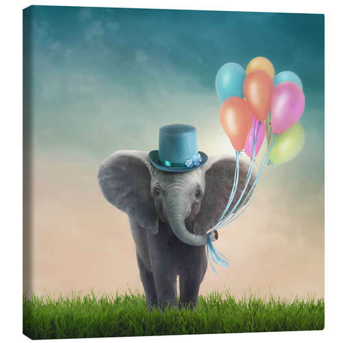 Lienzo Little Elephant with Balloons