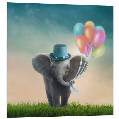 Hartschaumbild Kleiner Elefant mit Luftballons