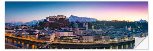 Selvklebende plakat Evening in Salzburg - Panorama