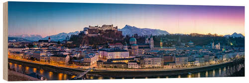 Cuadro de madera Evening in Salzburg - Panorama