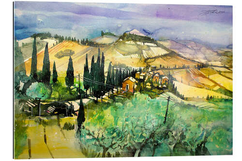 Tableau en plexi-alu Tuscany, landscape at Monticchiello