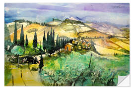 Sticker mural Tuscany, landscape at Monticchiello