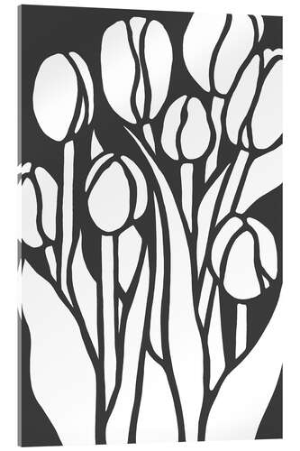 Quadro em acrílico Abstract bunch of tulips in black and white