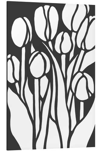 Aluminiumsbilde Abstract bunch of tulips in black and white