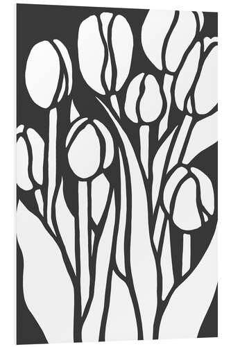 Quadro em PVC Abstract bunch of tulips in black and white