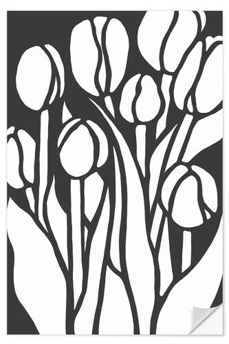 Naklejka na ścianę Abstract bunch of tulips in black and white