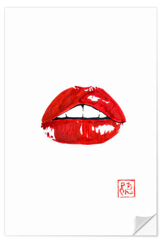 Selvklebende plakat Red Lips