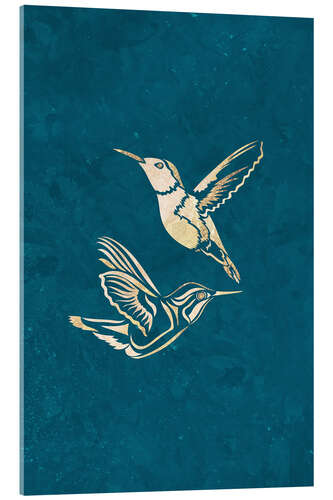 Acrylglas print Hummingbird Gold Silhouettes II