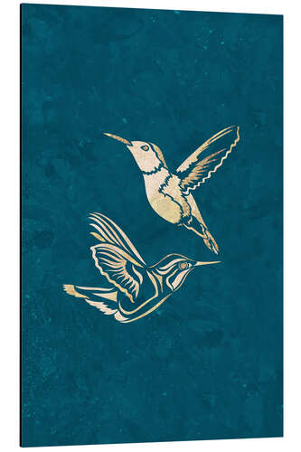 Aluminiumsbilde Hummingbird Gold Silhouettes II