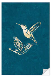 Sticker mural Hummingbird Gold Silhouettes II