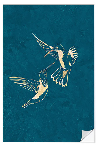 Sticker mural Hummingbird Gold Silhouettes I