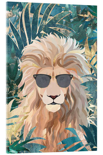 Tableau en verre acrylique Lion in tropical jungle