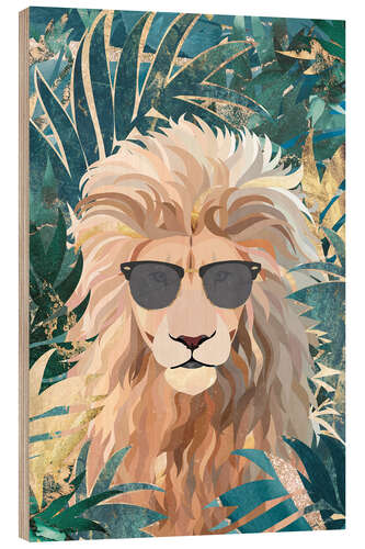 Wood print Lion in tropical jungle