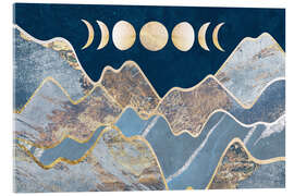 Stampa su vetro acrilico Moon phases over the mountains I