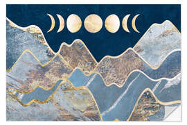 Selvklebende plakat Moon phases over the mountains I