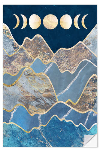 Selvklebende plakat Moon phases over the mountains II