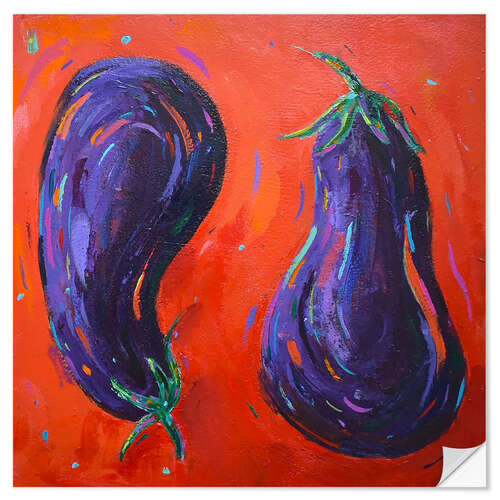 Sisustustarra Two Aubergines on orange