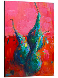 Magnettafel Drei Birnen auf einem orangefarbenen Tisch