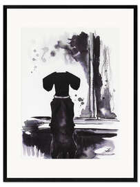 Gerahmter Kunstdruck Wartender Hund