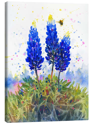 Obraz na płótnie Bluebonnets and Bumblebee