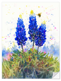 Wall sticker Bluebonnets and Bumblebee