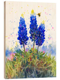 Cuadro de madera Bluebonnets and Bumblebee