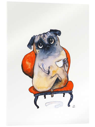 Cuadro de metacrilato Pug having afternoon tea