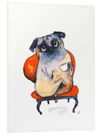 Foam board print Pug having afternoon tea