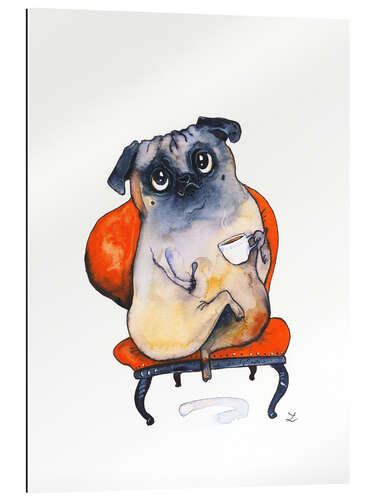 Galleritryck Pug having afternoon tea