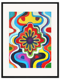 Gerahmter Kunstdruck Bunte abstrakte Blume