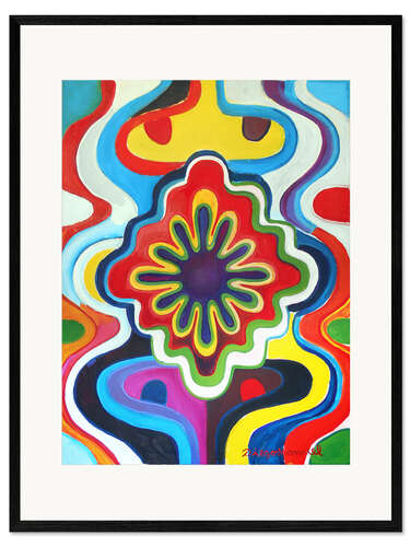 Inramat konsttryck Colorful abstract flower