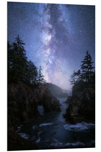 Print på skumplade The Milky Way over the Oregon coast